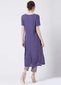 Purple Georgette Kurta Straight Pant Set Work Wear 7 Purple Georgette Kurta Straight Pant Set Work Wear -Indo Clothing Shop purple georgette kurta straight pant set krsdvcsvts03 b