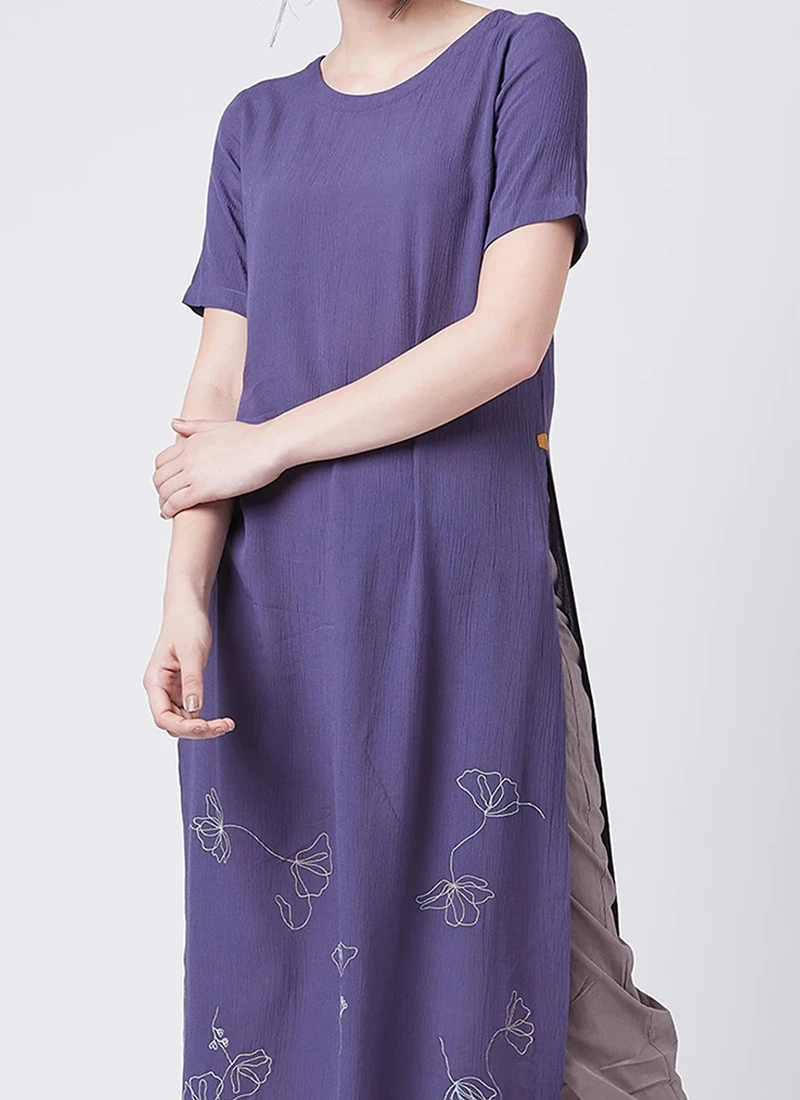 Purple Georgette Kurta Straight Pant Set Work Wear 1 Purple Georgette Kurta Straight Pant Set Work Wear