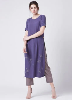 Purple Georgette Kurta Straight Pant Set Work Wear 6 Purple Georgette Kurta Straight Pant Set Work Wear -Indo Clothing Shop purple georgette kurta straight pant set krsdvcsvts03 u