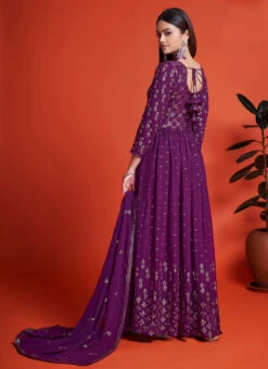 Purple Georgette Sequins Embroidered Anarkali Gown Party Wear 7 Purple Georgette Sequins Embroidered Anarkali Gown Party Wear -Indo Clothing Shop purple georgette sequins embroidered anarkali gown bgwsir6504 b