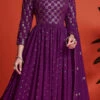 Purple Georgette Sequins Embroidered Anarkali Gown Party Wear
