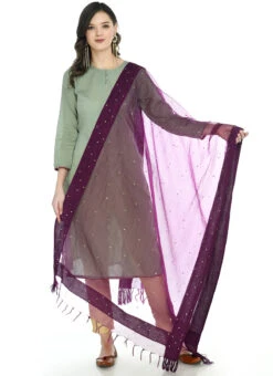 Purple Organza Stone Work Dupatta After Six Wear 6 Purple Organza Stone Work Dupatta After Six Wear -Indo Clothing Shop purple organza stone work dupatta dpsdmfd202 u