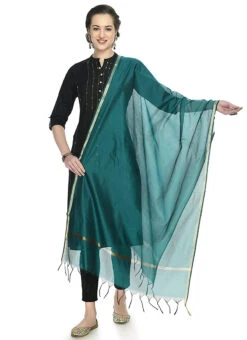 Rama Green Art Silk Banarasi Dupatta After Six Wear -Indo Clothing Shop rama green art silk banarasi dupatta dpsdmfd186 u