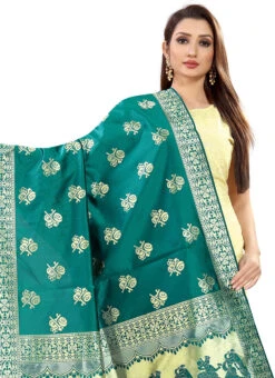 Rama Green Art Silk Benarasi Dupatta Party Wear -Indo Clothing Shop rama green art silk benarasi dupatta dusli106ram b