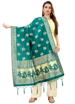 Rama Green Art Silk Benarasi Dupatta Party Wear -Indo Clothing Shop rama green art silk benarasi dupatta dusli106ram u