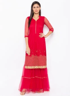 Rani Pink Net Embroidered Kurta Sharara Set After Six Wear 6 Rani Pink Net Embroidered Kurta Sharara Set After Six Wear -Indo Clothing Shop rani pink net embroidered kurta sharara set krsmnc2124ks u