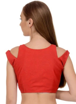 Red Art Dupion Silk Plain Blouse Festive Wear -Indo Clothing Shop red art dupion silk plain blouse bldiw15 b