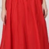 Red Art Silk Skirt Work Wear