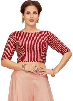 Red Blended Cotton Blouse After Six Wear -Indo Clothing Shop red blended cotton blouse blmff1830re u