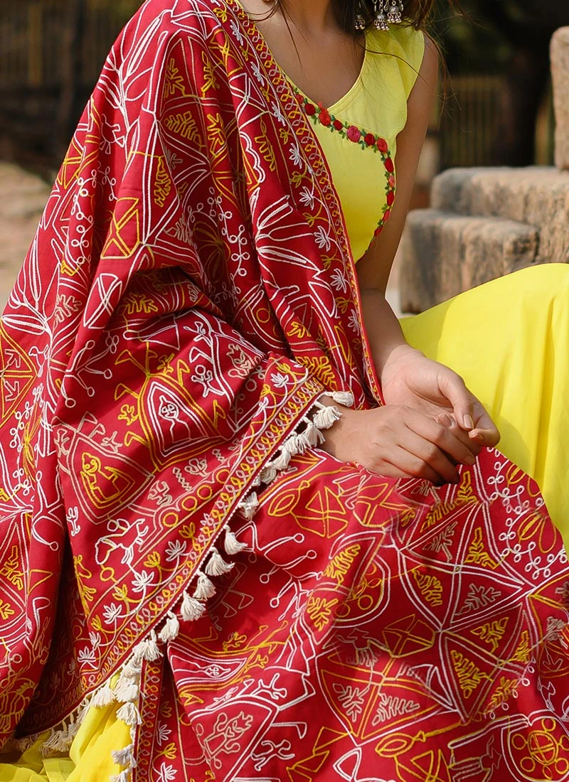 Red Cotton Dupatta Party Wear 1 Red Cotton Dupatta Party Wear