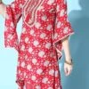 Red Cotton Printed Kurta Dhoti Set After Six Wear