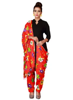 Red Cotton Semi Patiala Pant After Six Wear -Indo Clothing Shop red cotton semi patiala pant wbpat027 u