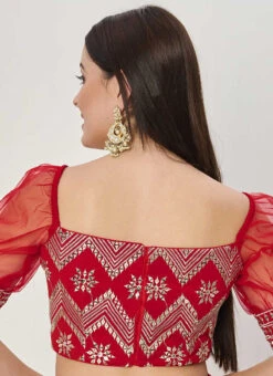 Red Embroidered Zero Shoulder Neckline Blouse Wedding Wear 7 Red Embroidered Zero Shoulder Neckline Blouse Wedding Wear -Indo Clothing Shop red embroidered zero shoulder neckline blouse BLBS02307593 b