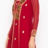 Red Georgette Embroidered Kurta Straight Pant Set Party Wear