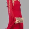 Red Georgette Embroidery Kurta Churidar Set Party Wear