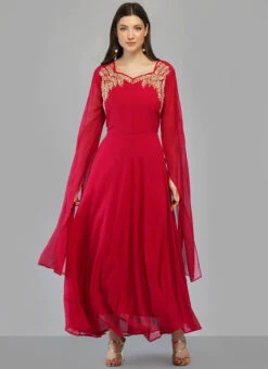 Red Georgette Embroidery Kurta Churidar Set Party Wear 6 Red Georgette Embroidery Kurta Churidar Set Party Wear -Indo Clothing Shop red georgette embroidery kurta churidar set krsdmf7158e u