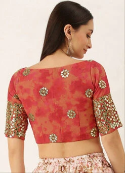 Red Gota Georgette Blouse Festive Wear -Indo Clothing Shop red gota georgette blouse BLBS02305268 b