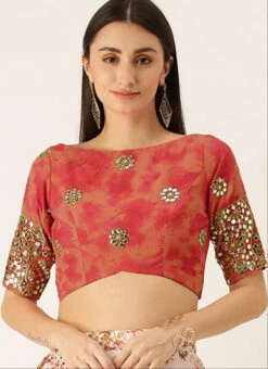 Red Gota Georgette Blouse Festive Wear -Indo Clothing Shop red gota georgette blouse BLBS02305268 u