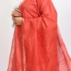 Red Linen Cotton Dupatta Work Wear