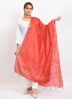 Red Linen Cotton Dupatta Work Wear -Indo Clothing Shop red linen cotton dupatta dpdmimfd162 u