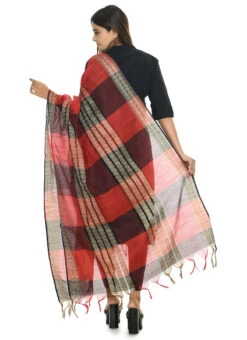 Red N Black Handloom Cotton Weaving Work Dupatta Work Wear -Indo Clothing Shop red n black handloom cotton weaving work dupatta dpdmimfd074 b