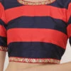 Red N Blue Art Dupion Silk Printed Blouse Festive Wear