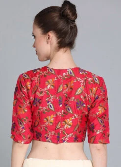 Red N Pink Jacquard Blouse Festive Wear -Indo Clothing Shop red n pink jacquard blouse BLBS02209596 b