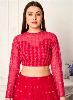 Red Net Embroidered Blouse Wedding Wear -Indo Clothing Shop red net embroidered blouse BLBS02307613 b