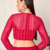 Red Net Embroidered Blouse Wedding Wear