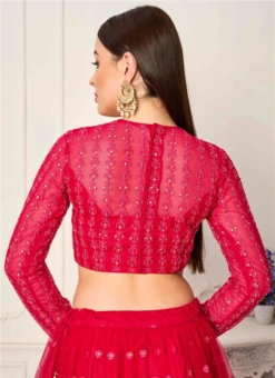 Red Net Embroidered Blouse Wedding Wear