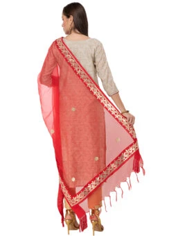 Red Organza Cotton Gota Patti Work Dupatta Festive Wear -Indo Clothing Shop red organza cotton gota patti work dupatta dpdmfmfd002 b