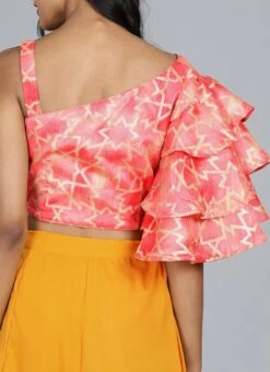 Red Printed Blouse With Flared Sleeves Festive Wear Party Wear -Indo Clothing Shop red printed blouse with flared sleeves BLBS02209581 b 1