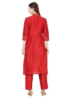 Red Raw Silk Kurta Straight Pant Set Party Wear 7 Red Raw Silk Kurta Straight Pant Set Party Wear -Indo Clothing Shop red raw silk kurta straight pant set krskinf9900526 b