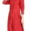 Red Raw Silk Kurta Straight Pant Set Party Wear