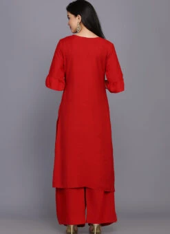 Red Rayon Kurta Palazzo Set Party Wear 7 Red Rayon Kurta Palazzo Set Party Wear -Indo Clothing Shop red rayon kurta palazzo set krskifh990066 b