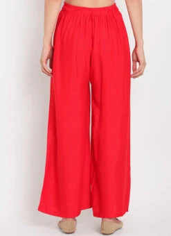 Red Rayon Palazzo Pant Work Wear -Indo Clothing Shop red rayon palazzo suit wbdmf644 b