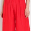 Red Rayon Palazzo Pant Work Wear