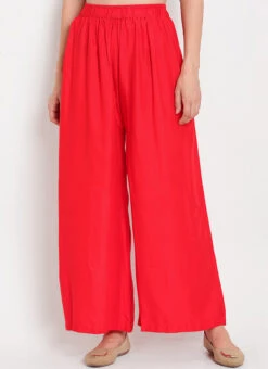 Red Rayon Palazzo Pant Work Wear -Indo Clothing Shop red rayon palazzo suit wbdmf644 u