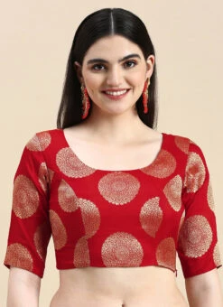 Red Taffeta Blouse Festive Wear -Indo Clothing Shop red taffeta blouse BLBS02210835 u