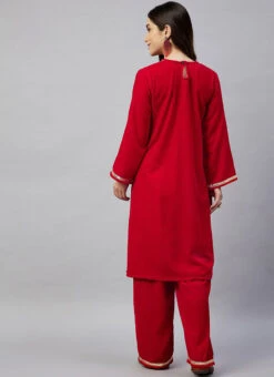 Red Velvet Kurta Palazzo Set Work Wear 7 Red Velvet Kurta Palazzo Set Work Wear -Indo Clothing Shop red velvet kurta palazzo set krsdmf7317rd b
