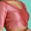Rose Gold Pink Silk Solid Stitched Readymade Blouse Party Wear
