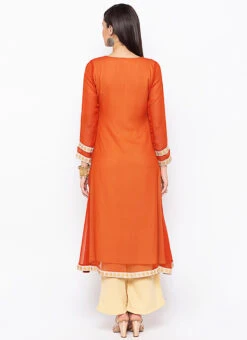 Rust Georgette Embroidered Kurta Palazzo Set Party Wear -Indo Clothing Shop rust georgette embroidered kurta palazzo set krsmnc1940 b
