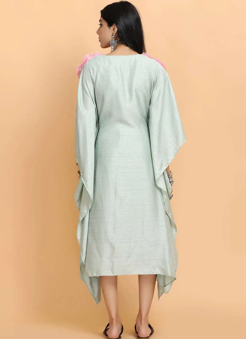 Sea Green Kaftan Set Party Wear 4 Sea Green Kaftan Set Party Wear - Image 4