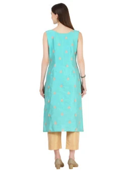 Sea Green Taffeta Silk Embroidery Kurta Straight Pant Set Party Wear -Indo Clothing Shop sea green taffeta silk embroidery kurta straight pant set krskinf9900508 b