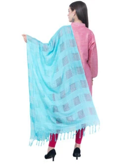 Sky Blue Cotton Weaving Work Dupatta Work Wear -Indo Clothing Shop sky blue cotton weaving work dupatta dpdmimfd093 b