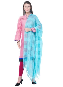 Sky Blue Cotton Weaving Work Dupatta Work Wear -Indo Clothing Shop sky blue cotton weaving work dupatta dpdmimfd093 u