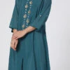 Teal Blue Pure Chanderi Silk Embroidered Kurta Dhoti Set Party Wear
