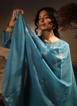 Turquoise Blue Chanderi Silk Embroidered Dupatta Party Wear 7 Turquoise Blue Chanderi Silk Embroidered Dupatta Party Wear -Indo Clothing Shop turquoise blue chanderi silk embroidered dupatta dpbadcsdutq01 b
