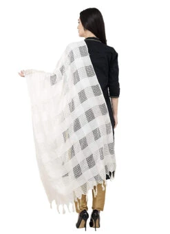 White Cotton Weaving Work Dupatta Work Wear -Indo Clothing Shop white cotton weaving work dupatta dpdmimfd098 b