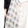 White Cotton Weaving Work Dupatta Work Wear